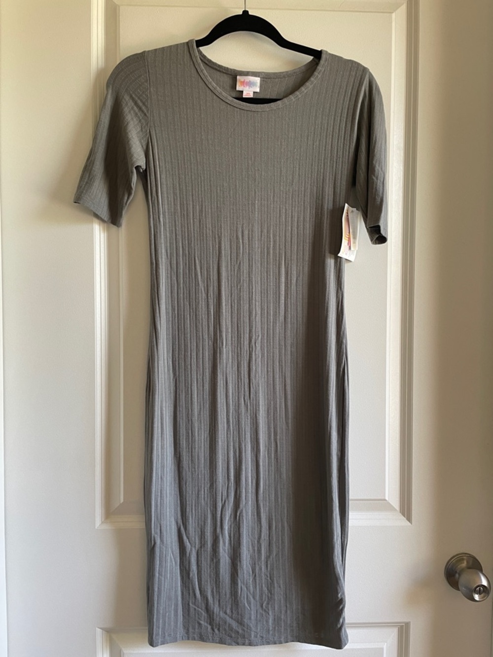 2 for $18 LuLaRoe Julia Ribbed Midi Dress in Solid Gray stretchy NWT